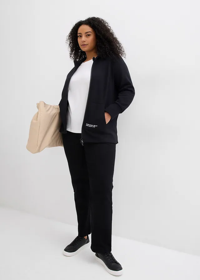 Super soft, lang sweatvest, Kleur: zwart