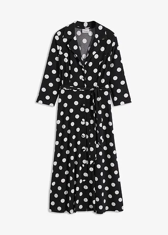 Overhemdjurk met ceintuur (2-dlg. set) • gestipt zwart/wit • bonprix online shop