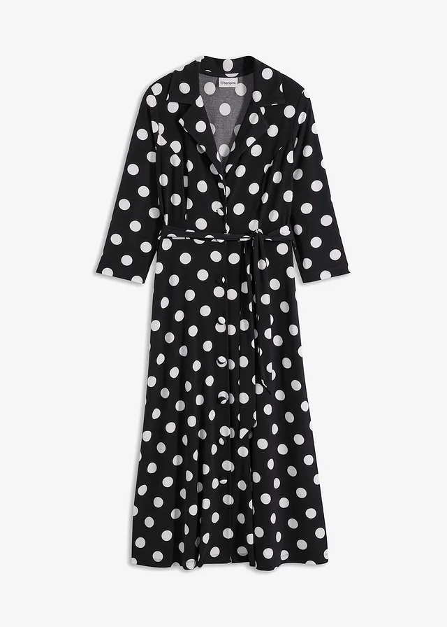 Overhemdjurk met ceintuur (2-dlg. set) • gestipt zwart/wit • bonprix online shop
