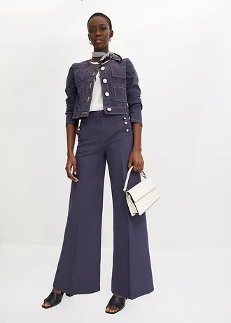 Keprové kalhoty s ozdobnými knoflíky • noční modrá • bonprix obchod