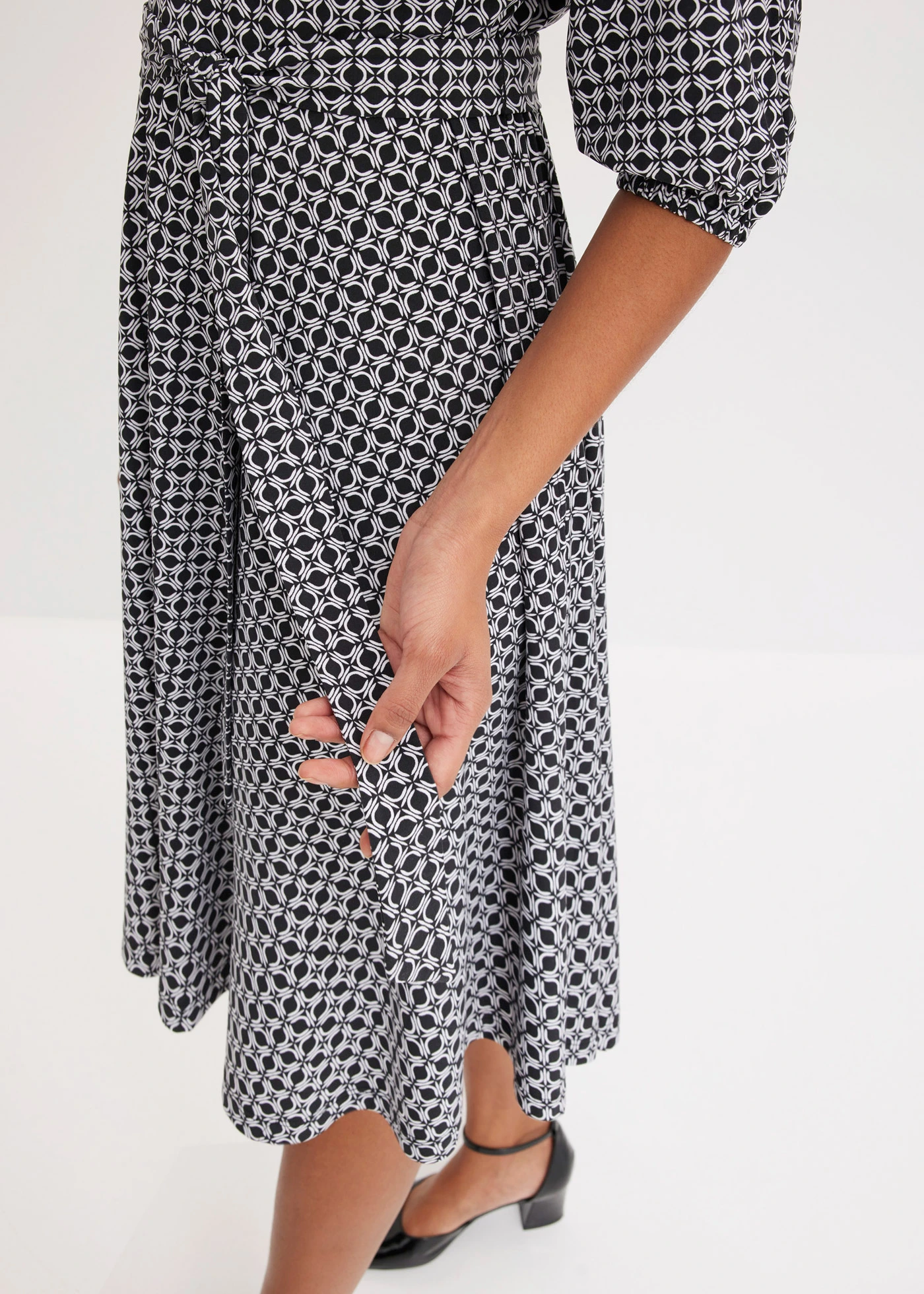 Jersey shirtjurk met ceintuur (2-dlg. set) • zwart/wit • bonprix online shop