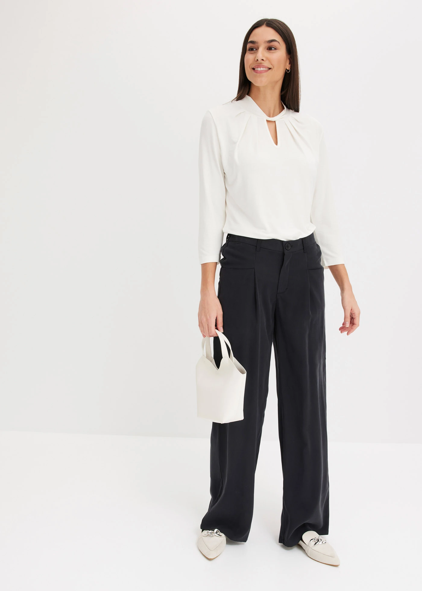 Palazzo broek met comfortabel tailleband • zwart washed • bonprix online shop