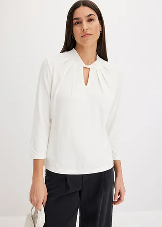 Shirt met 3/4 mouwen en twist • wolwit • bonprix online shop