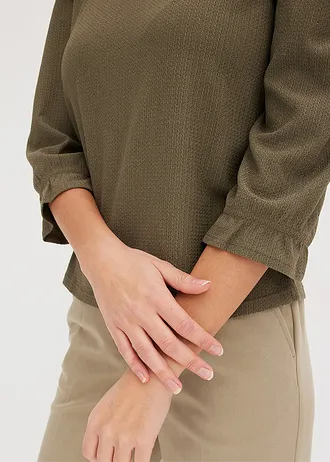 Bluză cu material structurat și volane • oliv închis • magazin bonprix