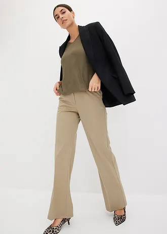 Bluză cu material structurat și volane • oliv închis • magazin bonprix