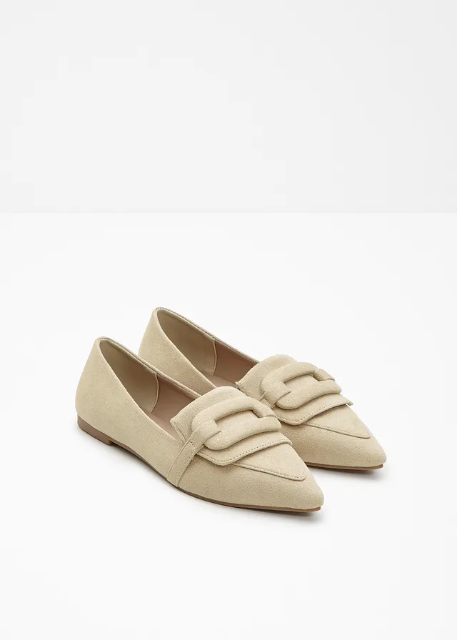 Loafers, Kleur: groenbeige