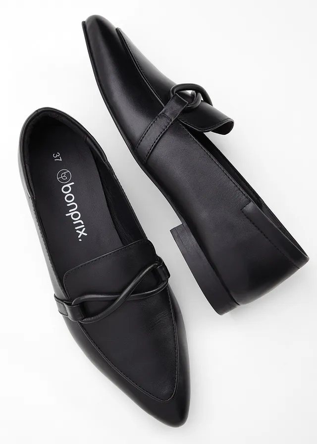 Mocassins en cuir, Couleur: noir