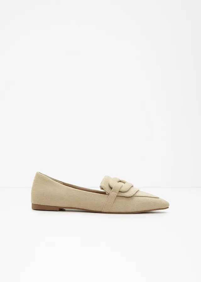Loafers, Kleur: groenbeige