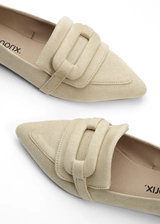 Loafers, Kleur: groenbeige