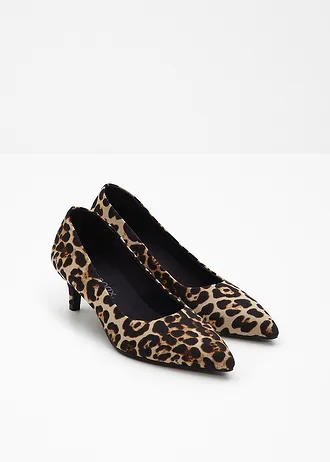 Pumps met animal print, Kleur: beige met luipaardprint