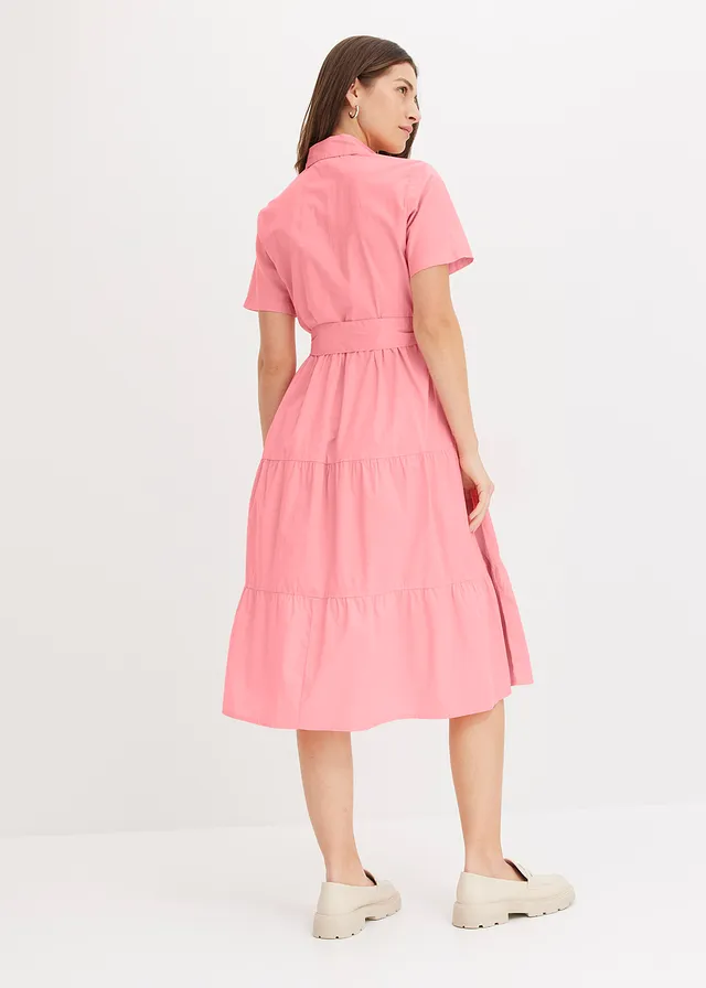 Robe-chemise en coton extensible, Couleur: rose pâle