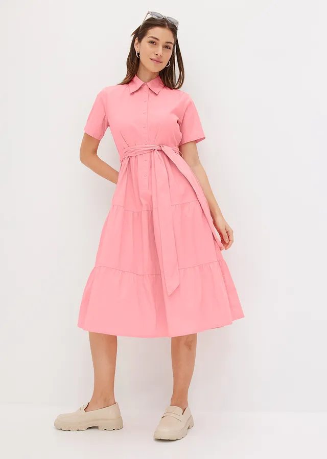 Robe-chemise en coton extensible • rose pâle • product-page.page-title-suffix