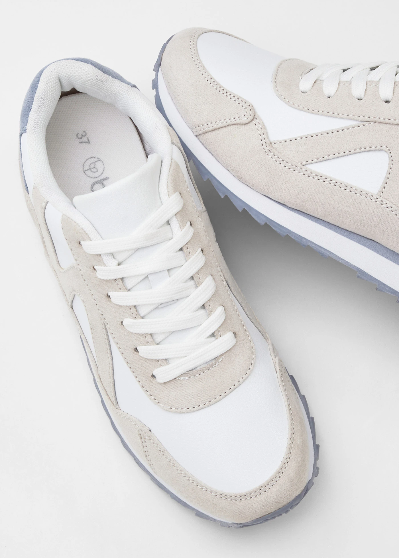 Sneakersy z profilowaną podeszwą • bialy/beżowy/jasnoniebieski • sklep bonprix