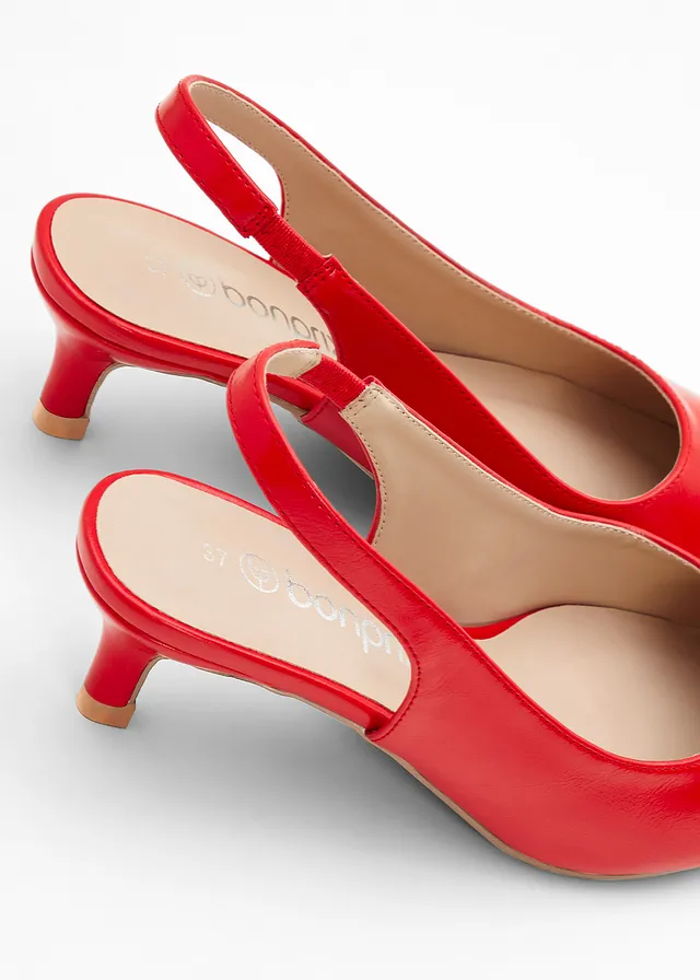 Slingback pumps met smalle hak, Kleur: rood