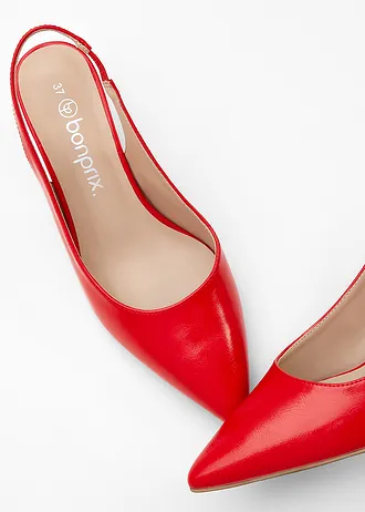 Slingback pumps met smalle hak, Kleur: rood