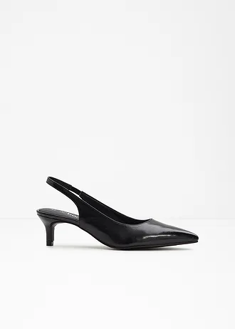 Slingback pumps met smalle hak, Kleur: zwart