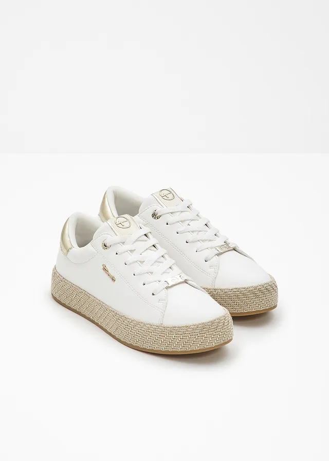 Sneakers Tamaris à plateforme effet raphia • blanc/doré • product-page.page-title-suffix