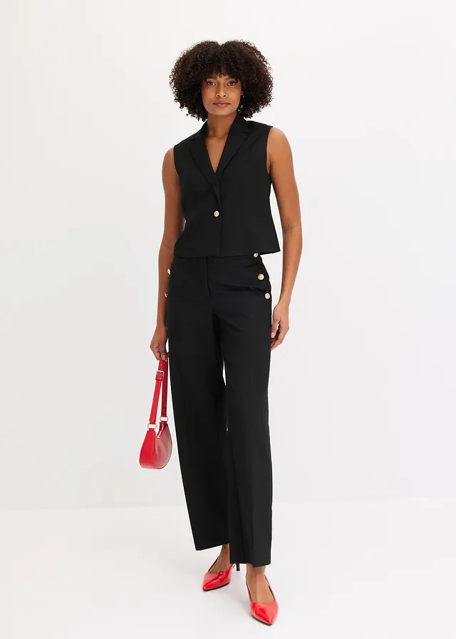 Pantalon large à pinces et boutons décoratifs • noir • product-page.page-title-suffix