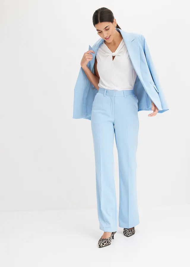 Pantalon à taille élastiquée, Couleur: bleu clair