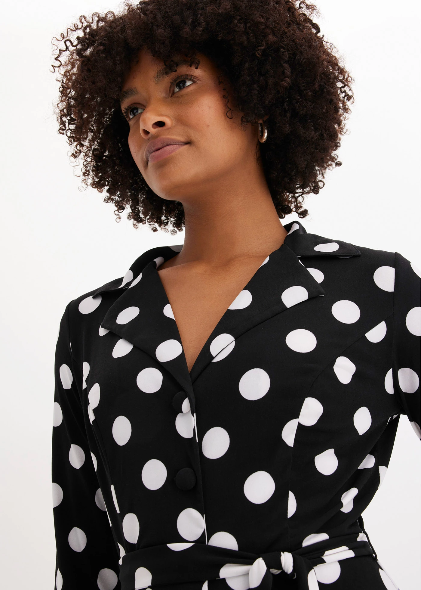 Overhemdjurk met ceintuur (2-dlg. set) • gestipt zwart/wit • bonprix online shop