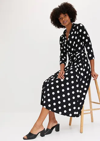 Overhemdjurk met ceintuur (2-dlg. set) • gestipt zwart/wit • bonprix online shop