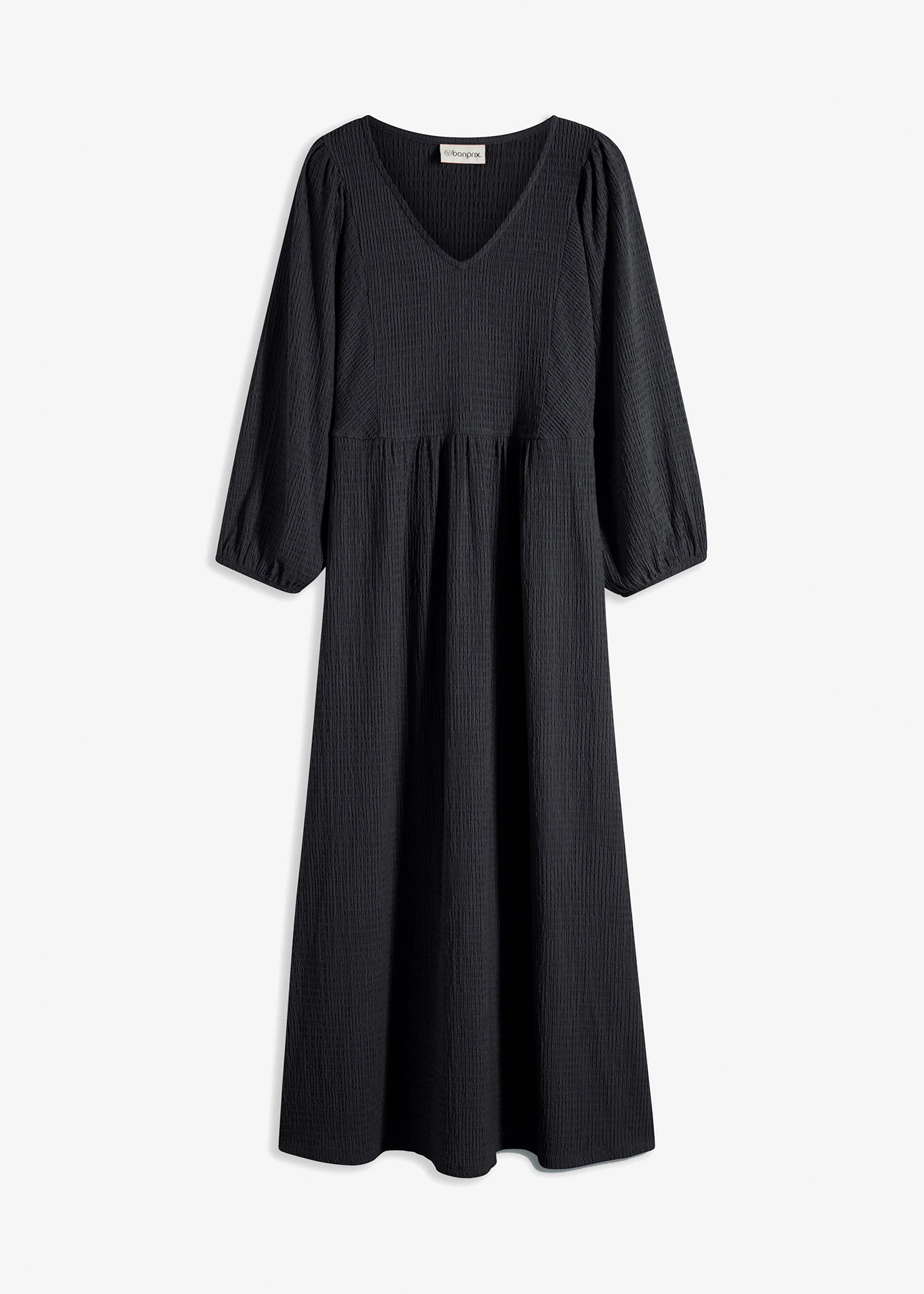 Midi jurk van gestructureerde jersey • zwart • bonprix online shop
