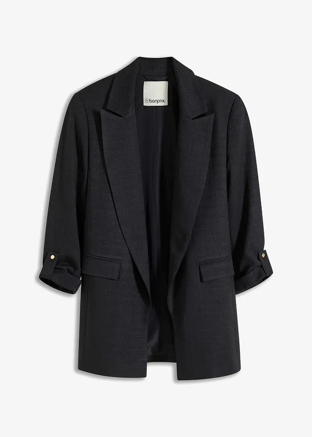 Lange blazer, Kleur: zwart