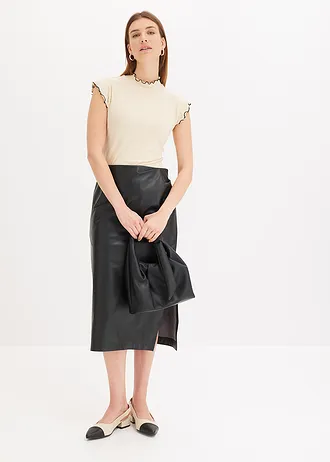 Midi sukně z umělé kůže • černá • bonprix obchod