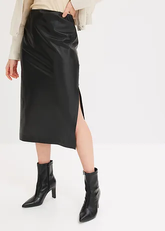 Midi sukně z umělé kůže • černá • bonprix obchod