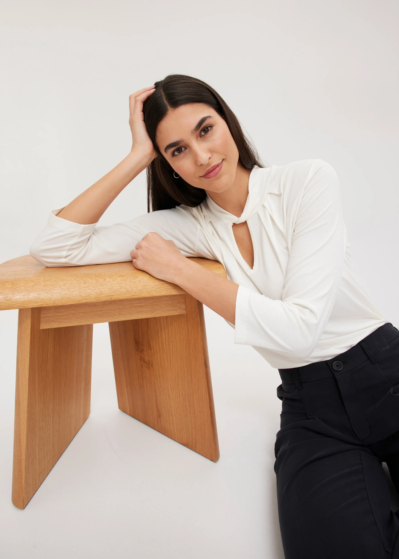 Shirt met 3/4 mouwen en twist • wolwit • bonprix online shop