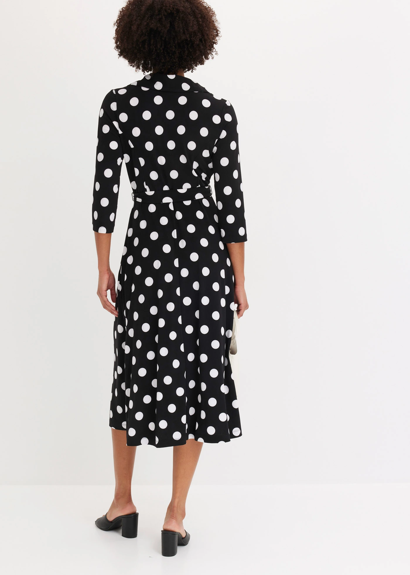 Overhemdjurk met ceintuur (2-dlg. set) • gestipt zwart/wit • bonprix online shop