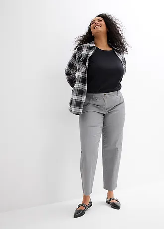 Geruite overhemblouse van katoen, Kleur: zwart-wit geruit