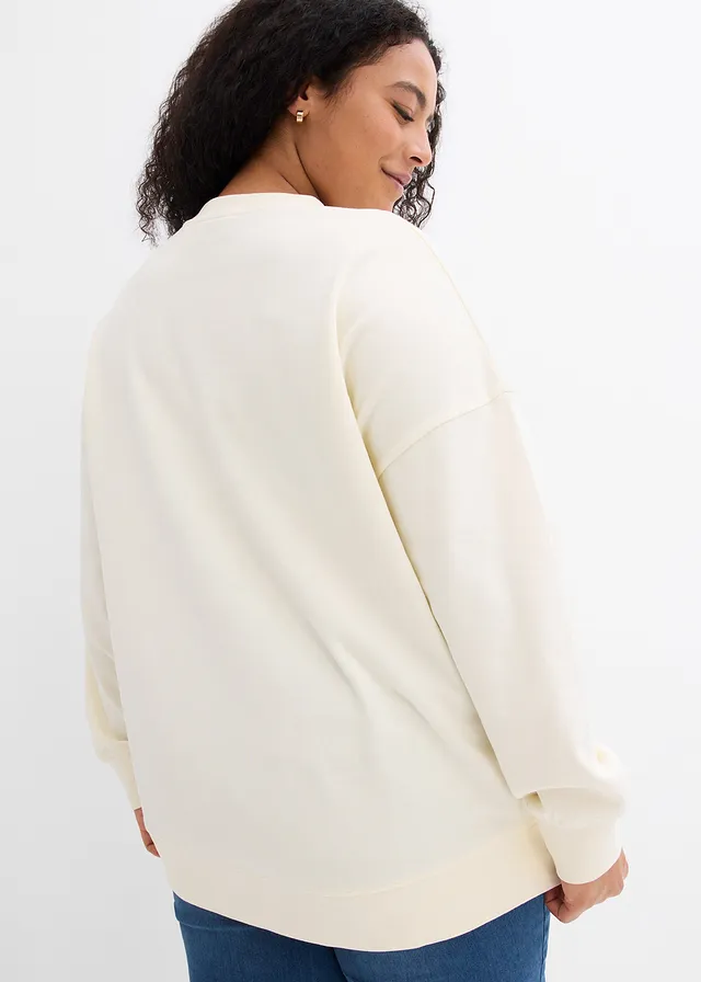 Sweat oversize, Couleur: crème imprimé