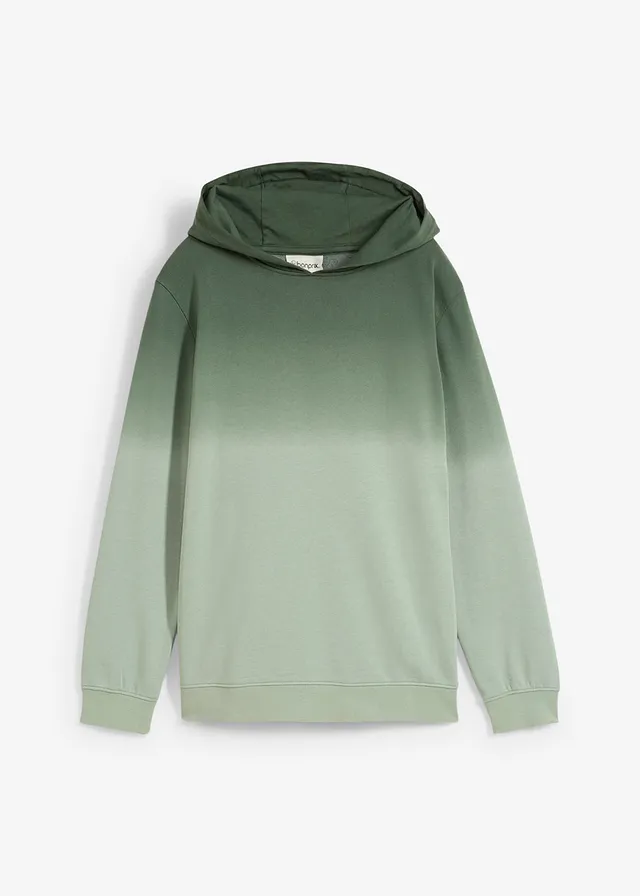 Hoodie met kleurverloop, Kleur: schaduwgroen-rookgroen