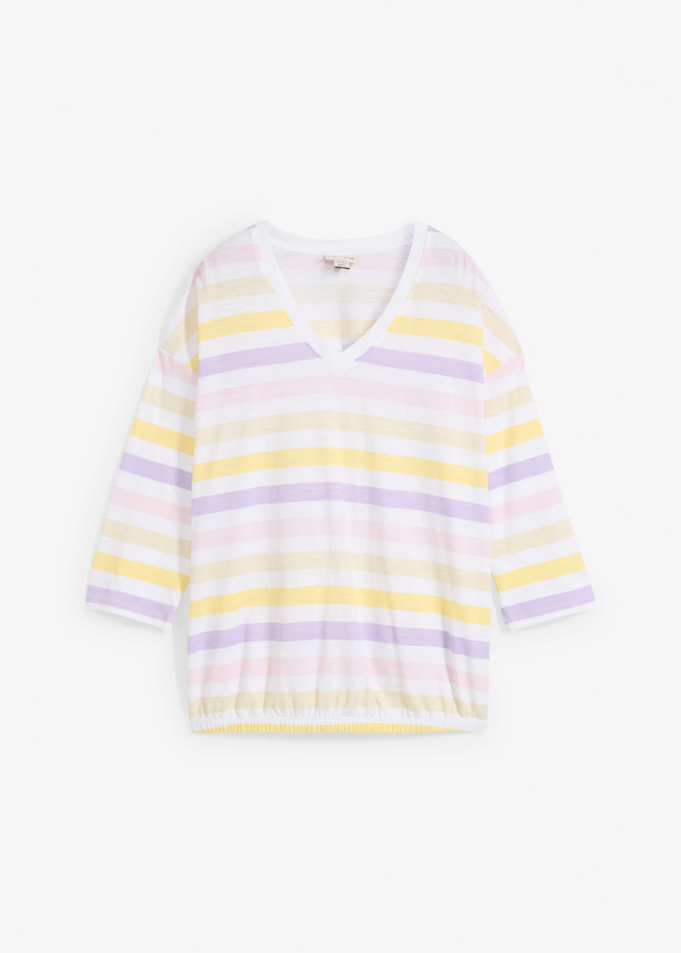 T-shirt en coton flammé, manches 3/4 • mauve poudré rayé • Boutique bonprix