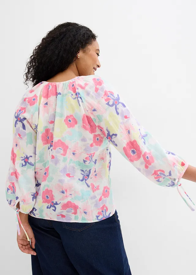 Chemisier en gaze de coton, Couleur: multicolore floral