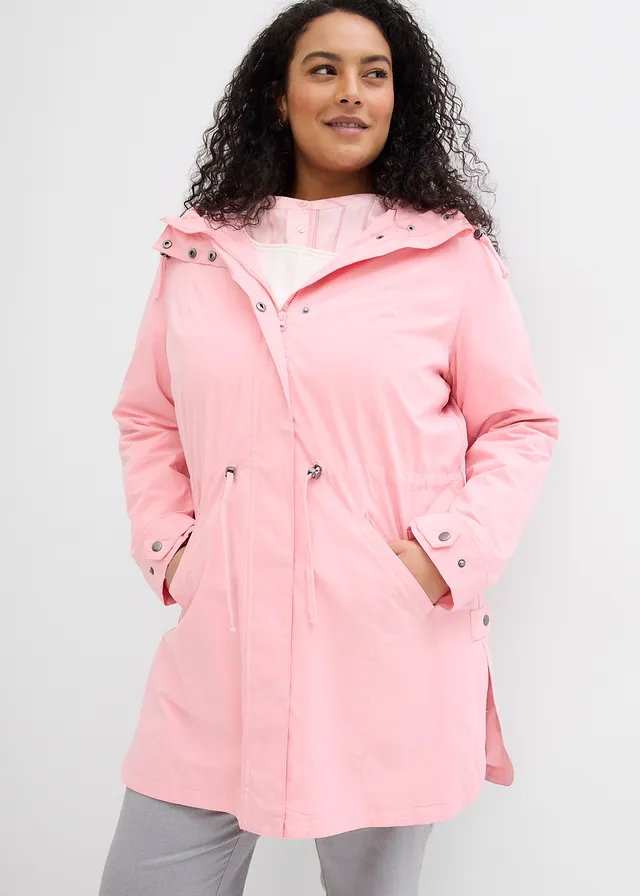 Parka longue à capuche, Couleur: rose dragée
