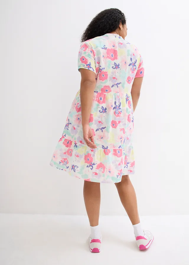 Robe en gaze de coton, Couleur: multicolore à fleurs