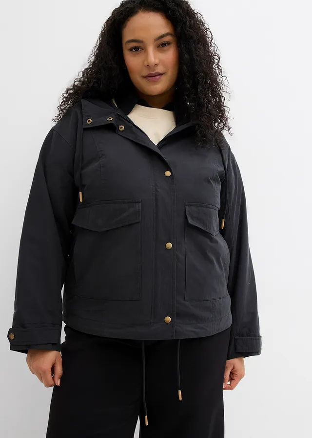 Veste mi-saison à capuche, Couleur: noir