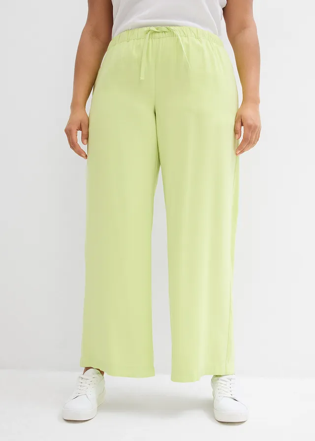 Pantalon large en viscose fluide, Couleur: vert menthe