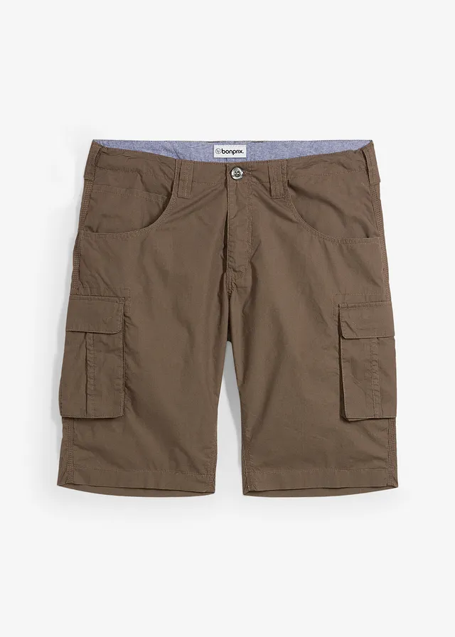 Cargo bermudy z čisté bavlny, Relaxed Fit • khaki kostkované • bonprix obchod