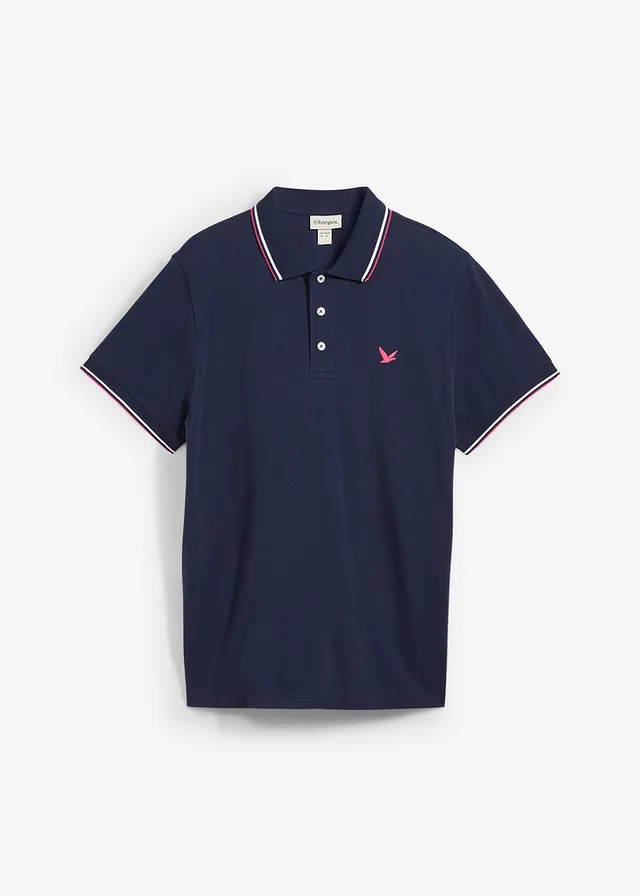 Piqué poloshirt van biologisch katoen, Kleur: donkerblauw