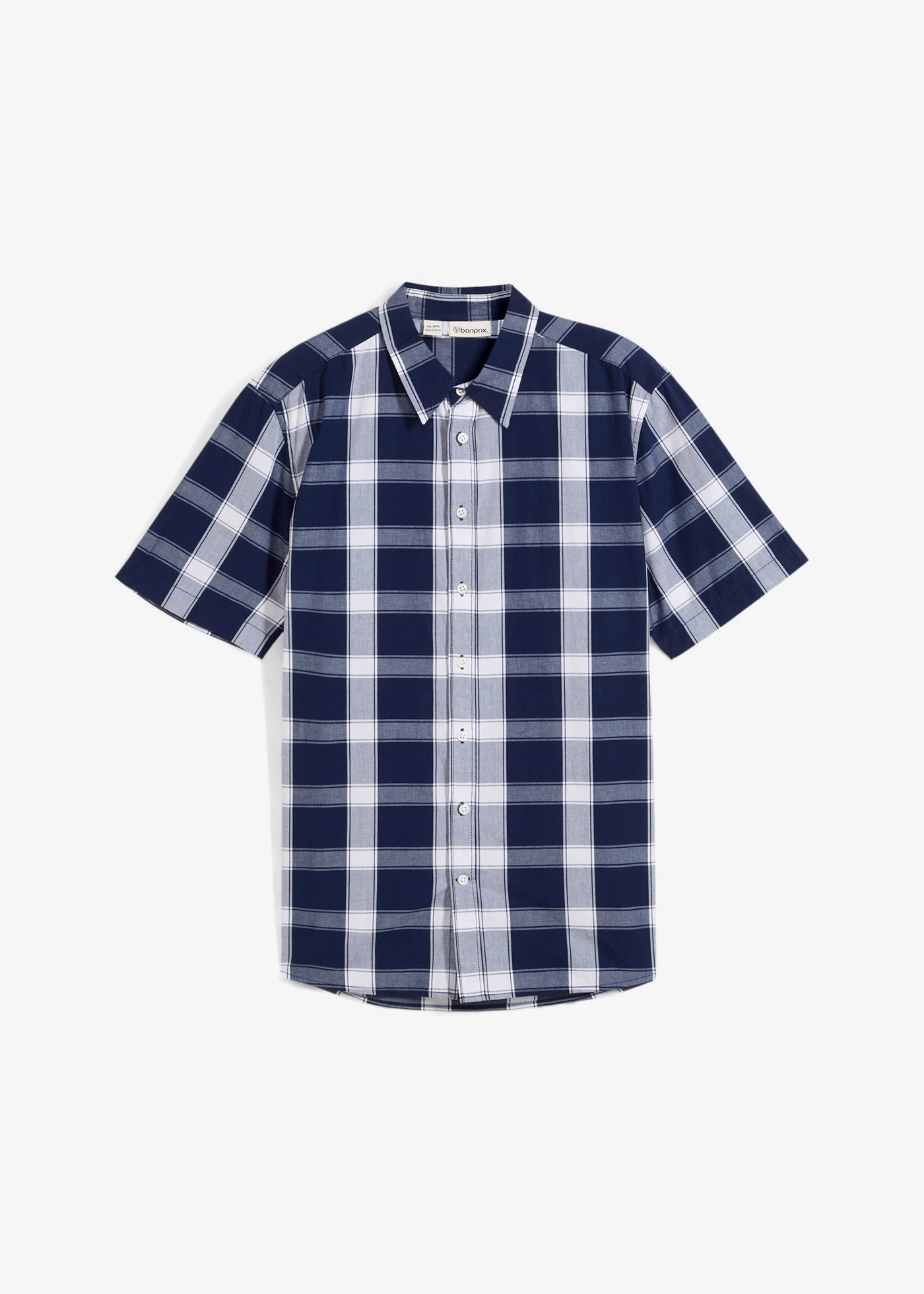 Overhemd van katoen met korte mouwen • donkerblauw geruit • bonprix online shop