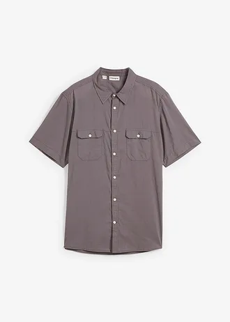 Overhemd met korte mouwen van puur katoen • rookgrijs • bonprix online shop