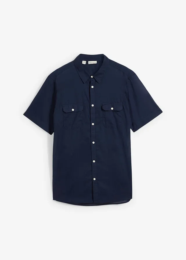 Overhemd met korte mouwen van puur katoen • donkerblauw • bonprix online shop