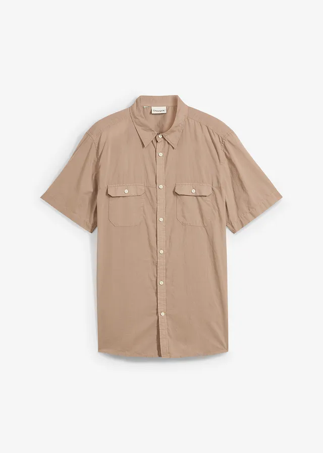 Overhemd met korte mouwen van puur katoen • taupe • bonprix online shop