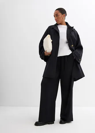 Trenchcoat in A-lijn, Kleur: zwart