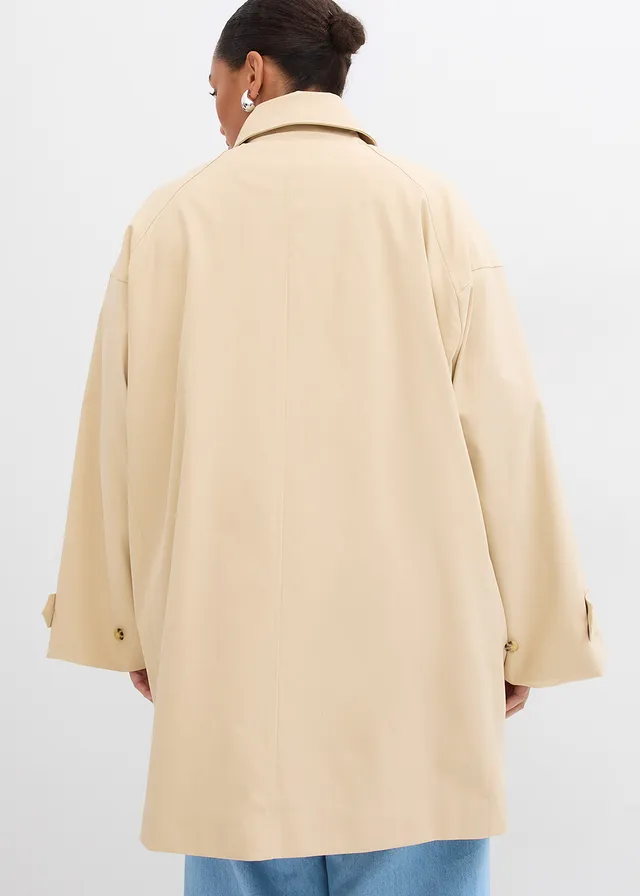 Trench-coat coupe trapèze, Couleur: beige vert