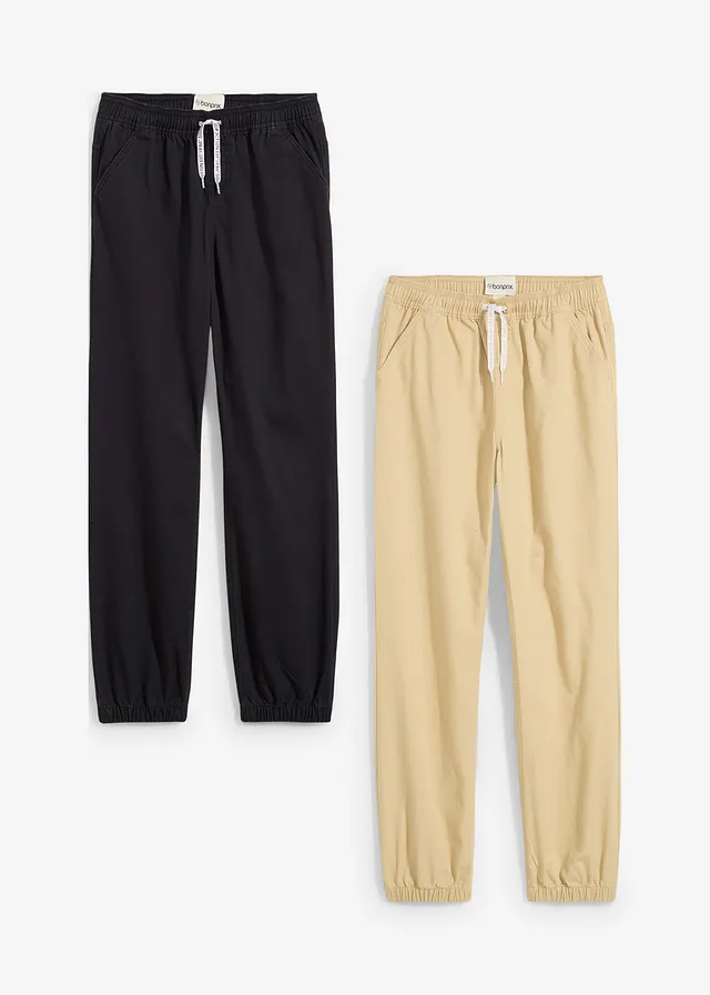 Instapbroek van katoen, regular fit (set van 2) • zwart+beige • product-page.page-title-suffix