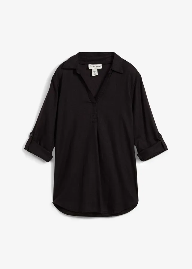 Blouse met linnen en 3/4 mouwen